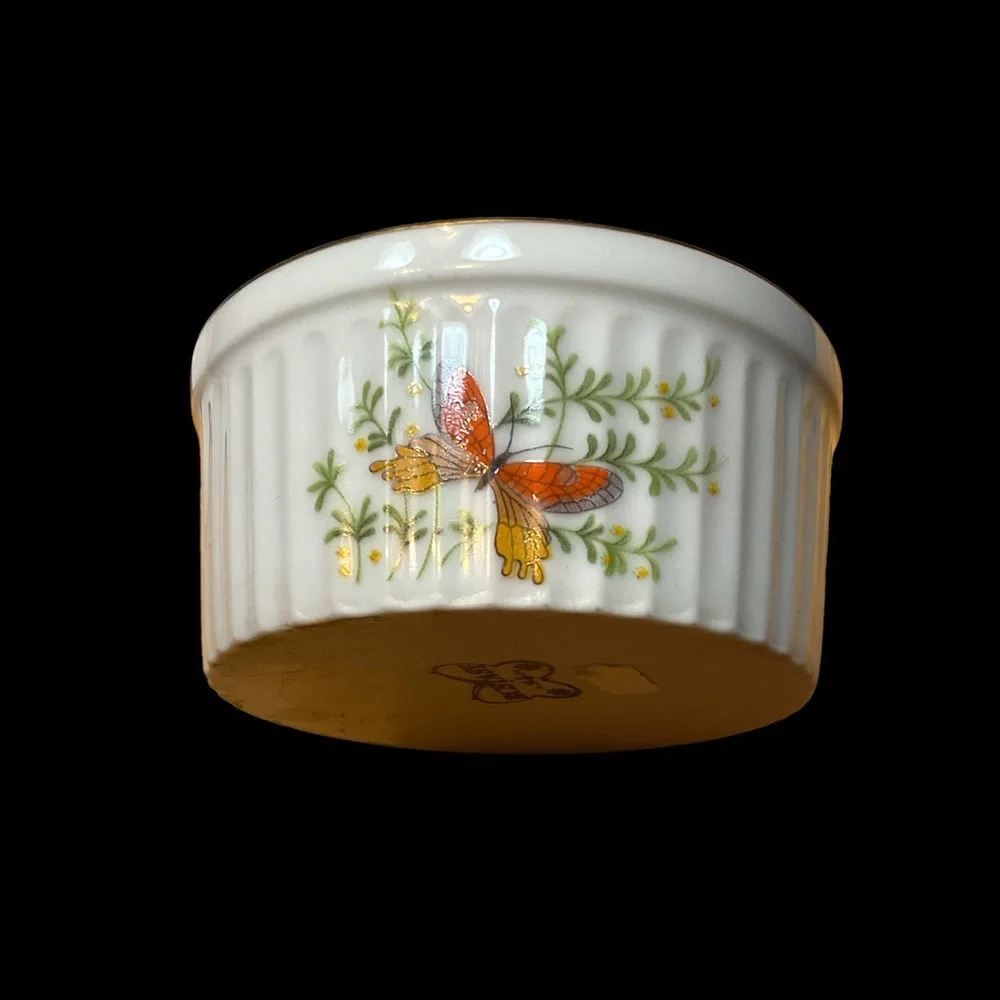 Four Orange Butterfly Ramekins and Serving Bowl by Ecstasy